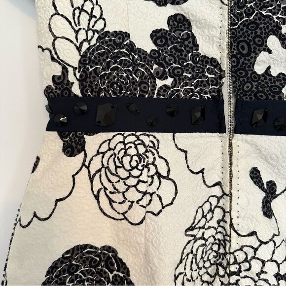 Peter Som Career Dress / Cocktail Dress in black and white print w/ beaded belt - Picture 11 of 15